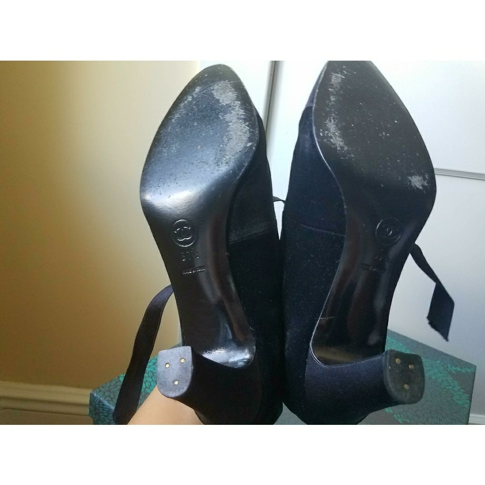 VINTAGE CHANEL Black Velvet and Silk Ankle Boots - Picture 7 of 7